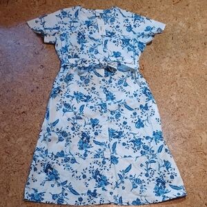 Liz Claiborne V Neck Flutter Sleeve Floral Maxi Shirt Dress Size L NWT